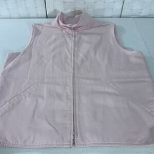 "EILEEN FISHER" Pink,‎ Cotton Vest, Zip Up, Size M, Cottage Core, Preppy, Work